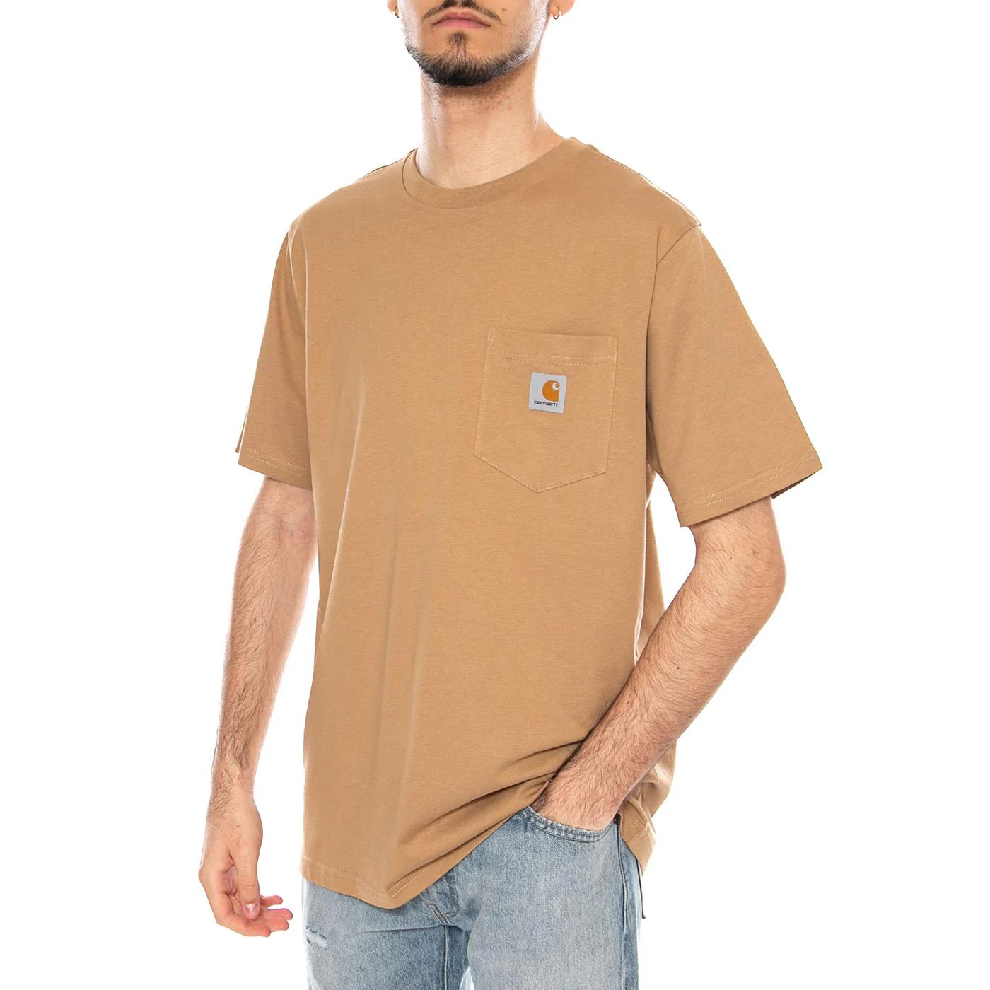 S/S Pocket T-Shirt Peanut - Men's Crew Neck T-Shirt Brown Men's CARHARTT WIP