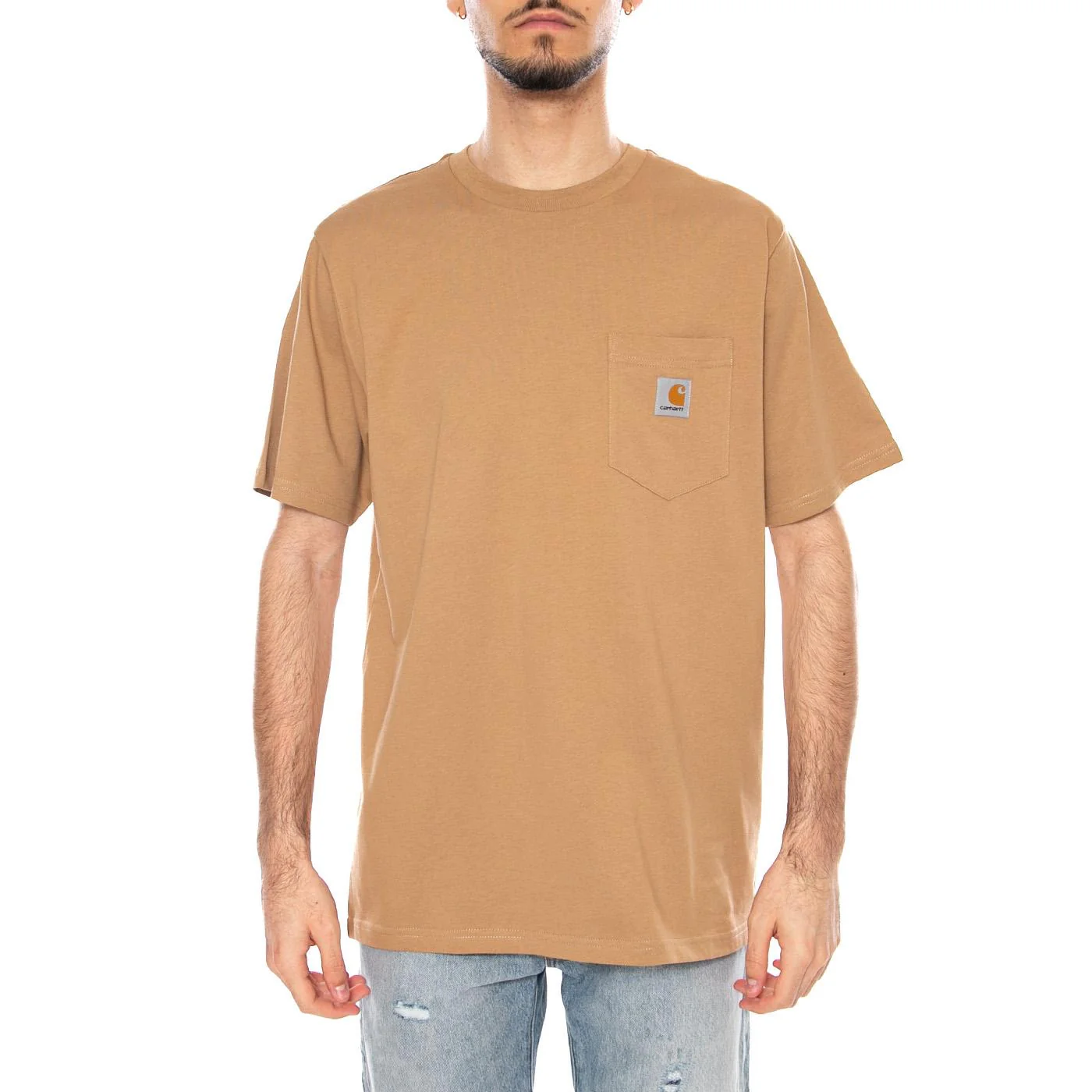 S/S Pocket T-Shirt Peanut - Men's Crew Neck T-Shirt Brown Men's CARHARTT WIP - Image 2