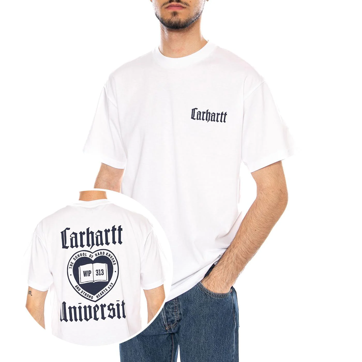 S/S Schooling T-Shirt White - Men's White Crewneck T-Shirt Men CARHARTT WIP
