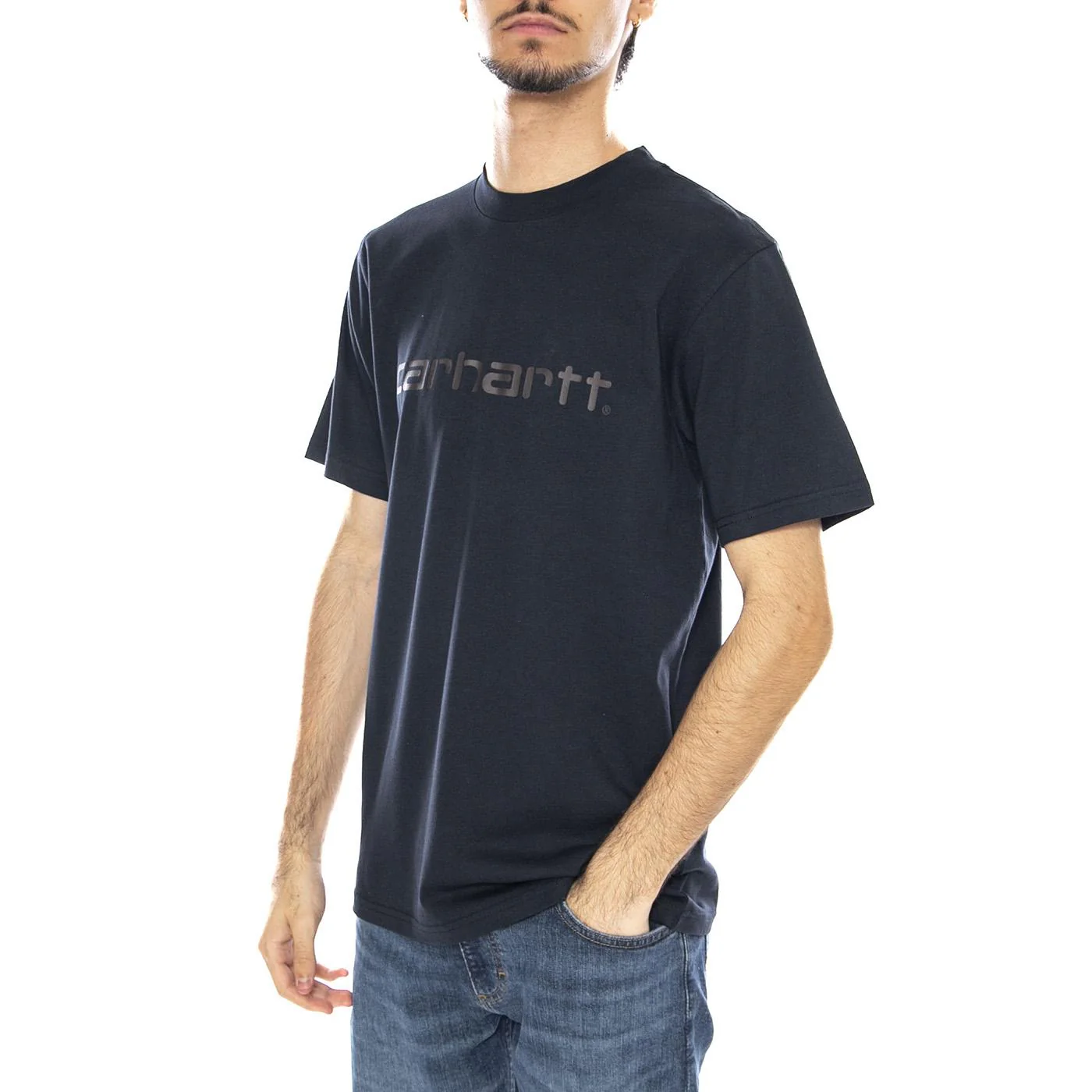 S/S Script T-Shirt Deep Night / Palisander - Men's Crew Neck T-Shirt Dark Blue Men's CARHARTT WIP