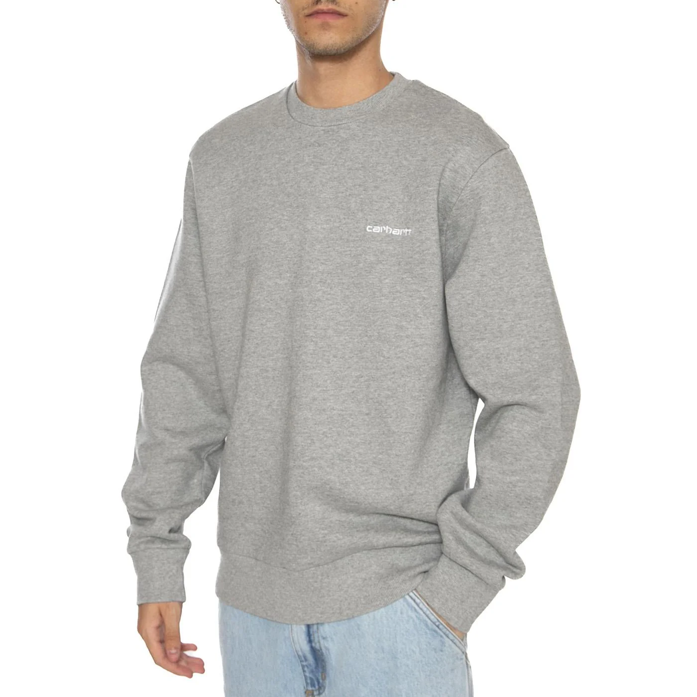 Script Embroidery Sweat Grey Heather / White