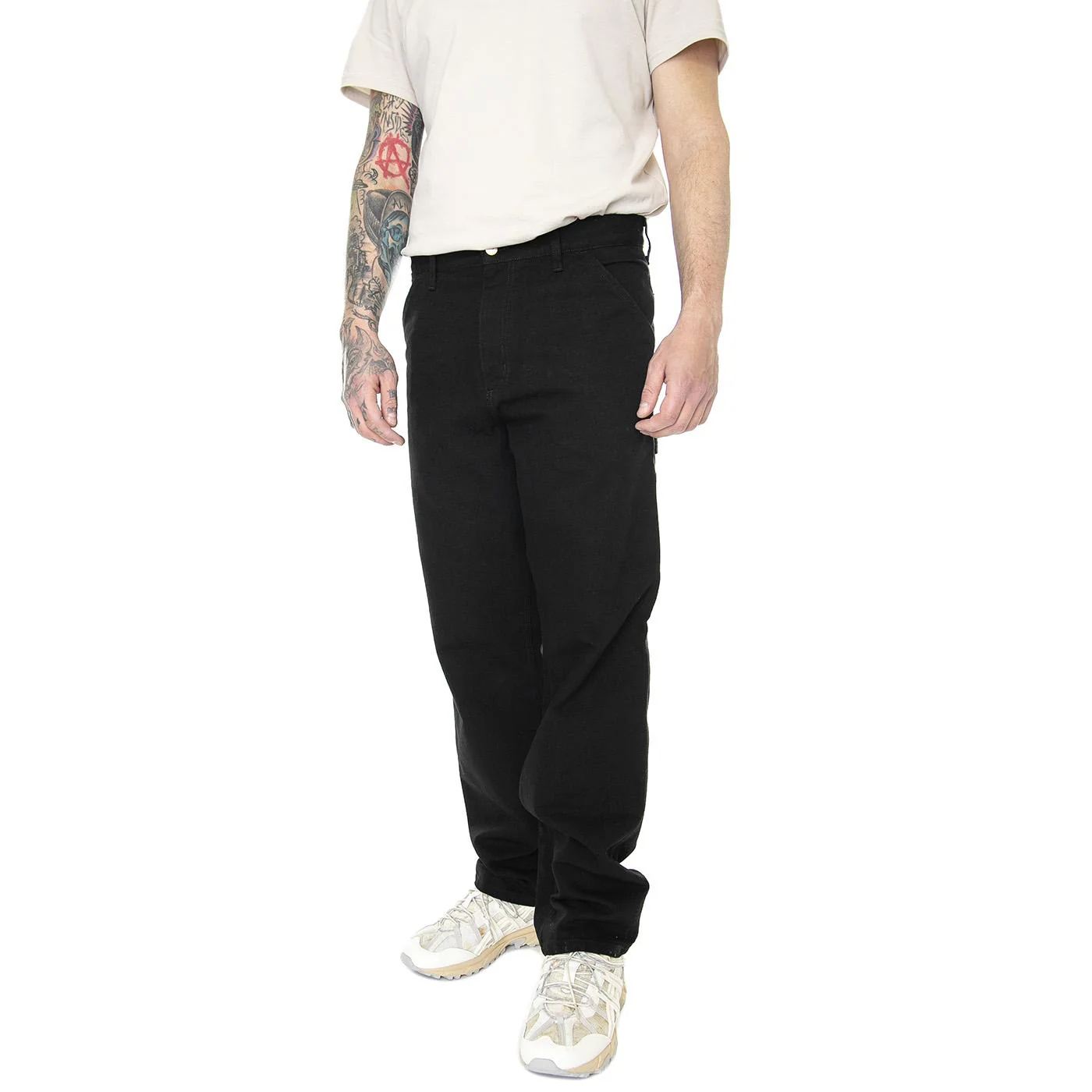 Single Knee Pant Black Rinsed