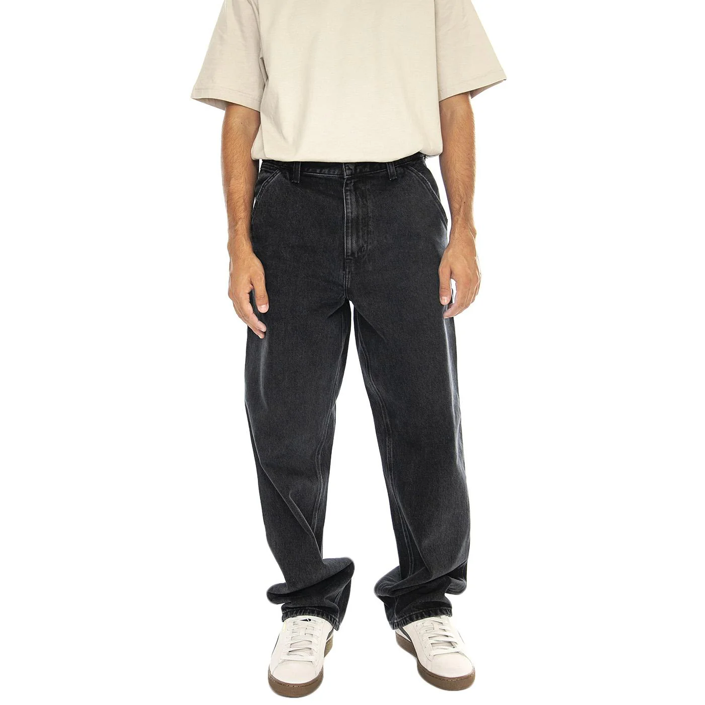 Single Knee Pant Black /stone washed - Image 2