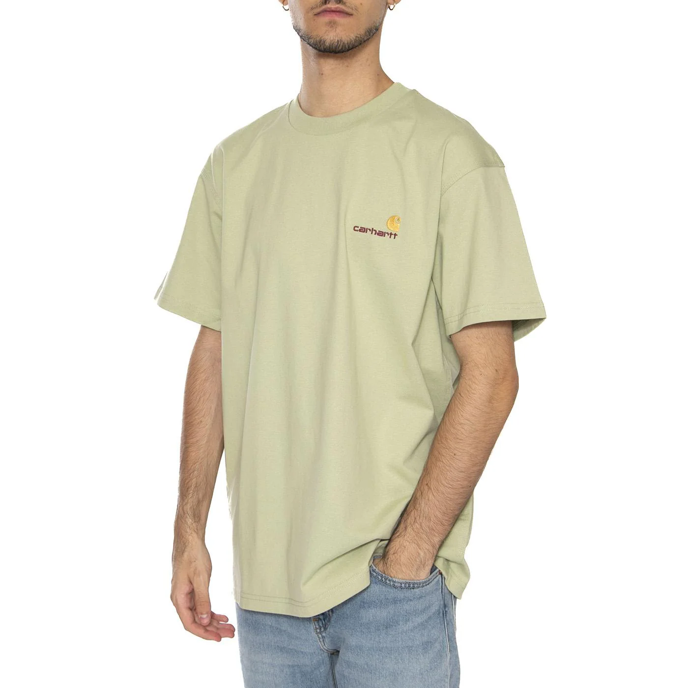 S/S American Script T-Shirt Pale Olive - Image 2