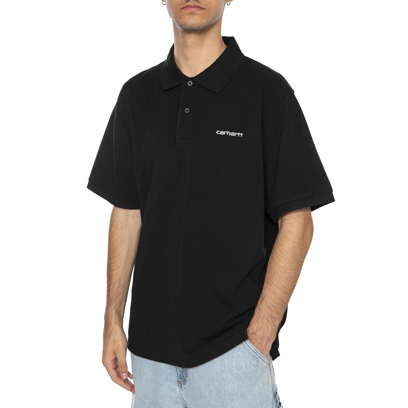 S/S Carhartt Script Polo Black / White