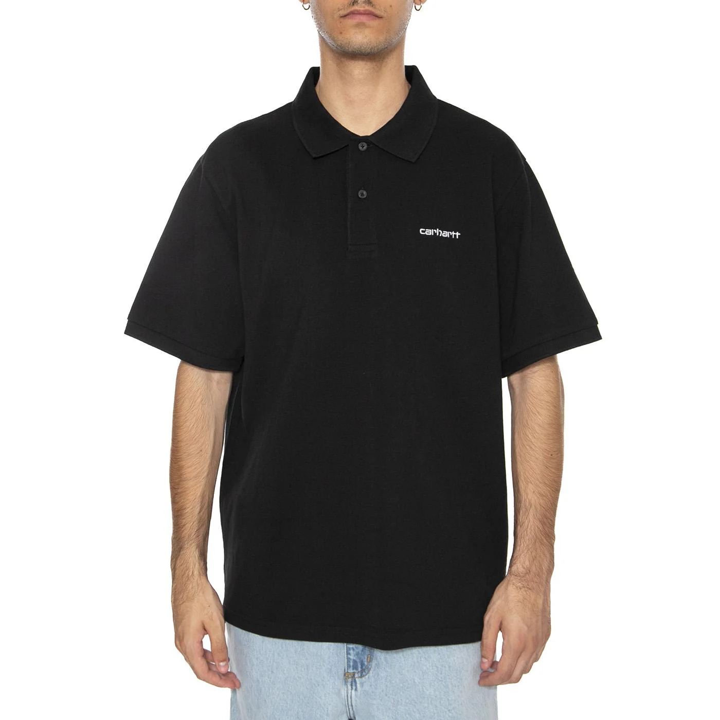 S/S Carhartt Script Polo Black / White - Image 3