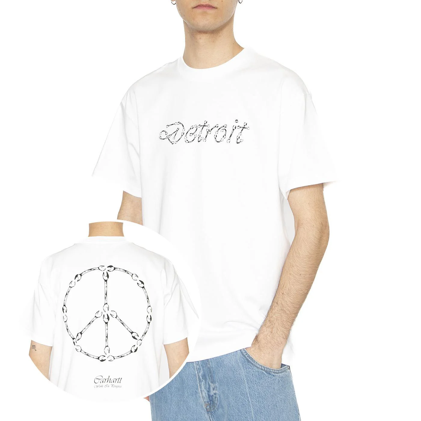 S/S Peace And Work T-Shirt White / Black