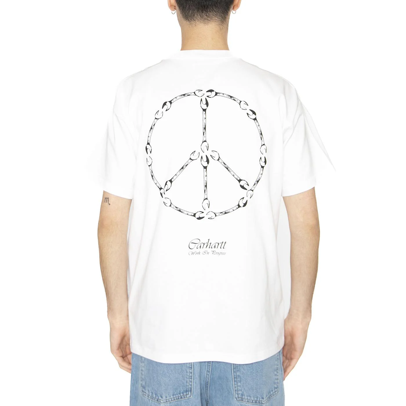 S/S Peace And Work T-Shirt White / Black - Image 3