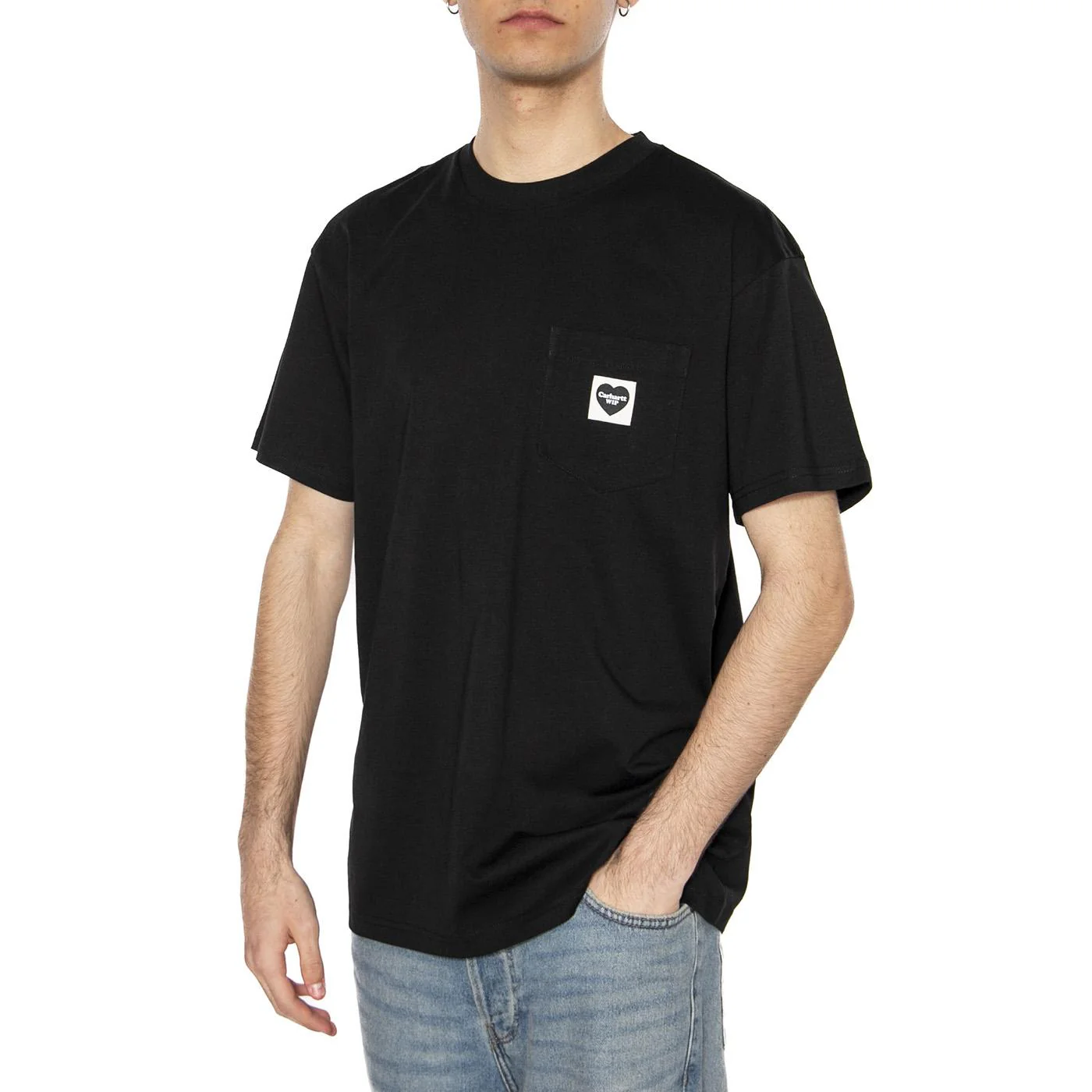 S/S Pocket Heart T-Shirt Black / Black