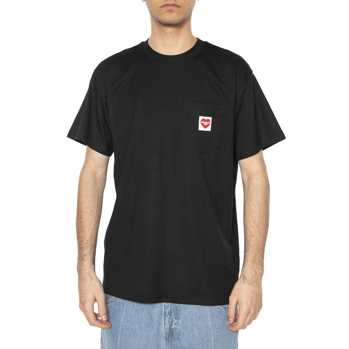 S/S Pocket Heart T-Shirt Black / Red - Image 2
