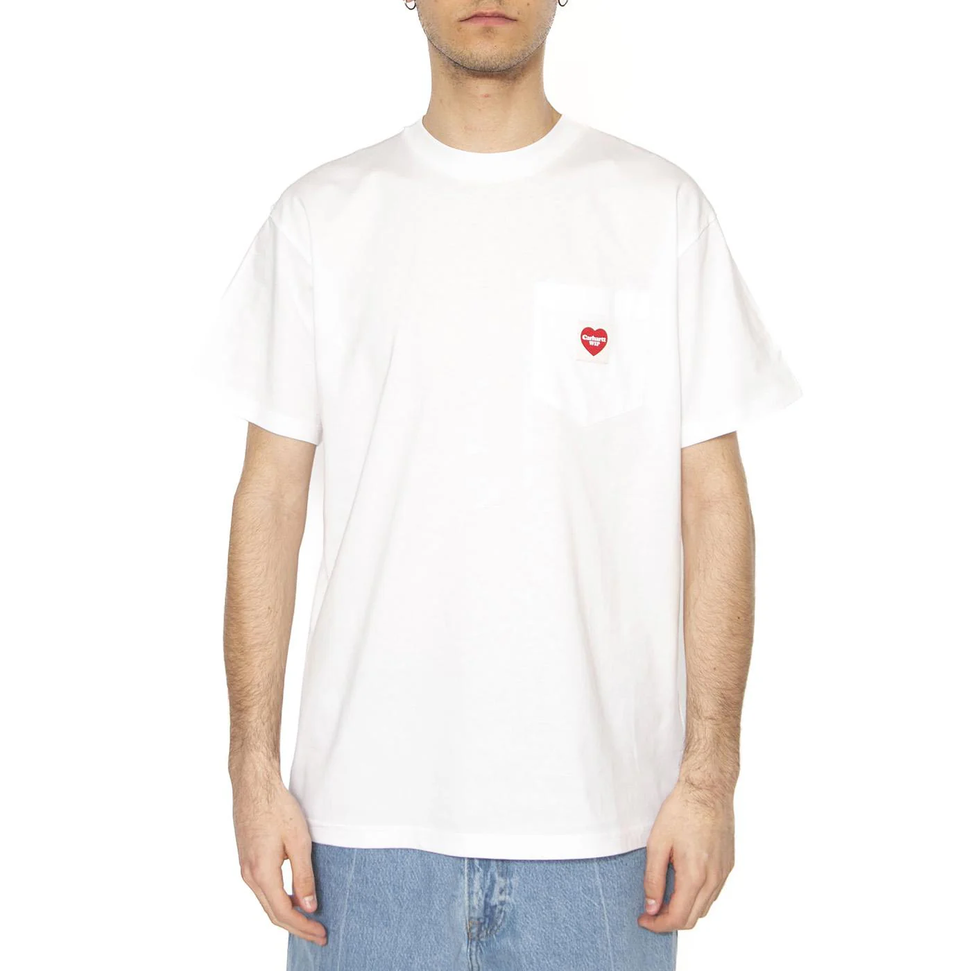 S/S Pocket Heart T-Shirt White / Red - Image 2