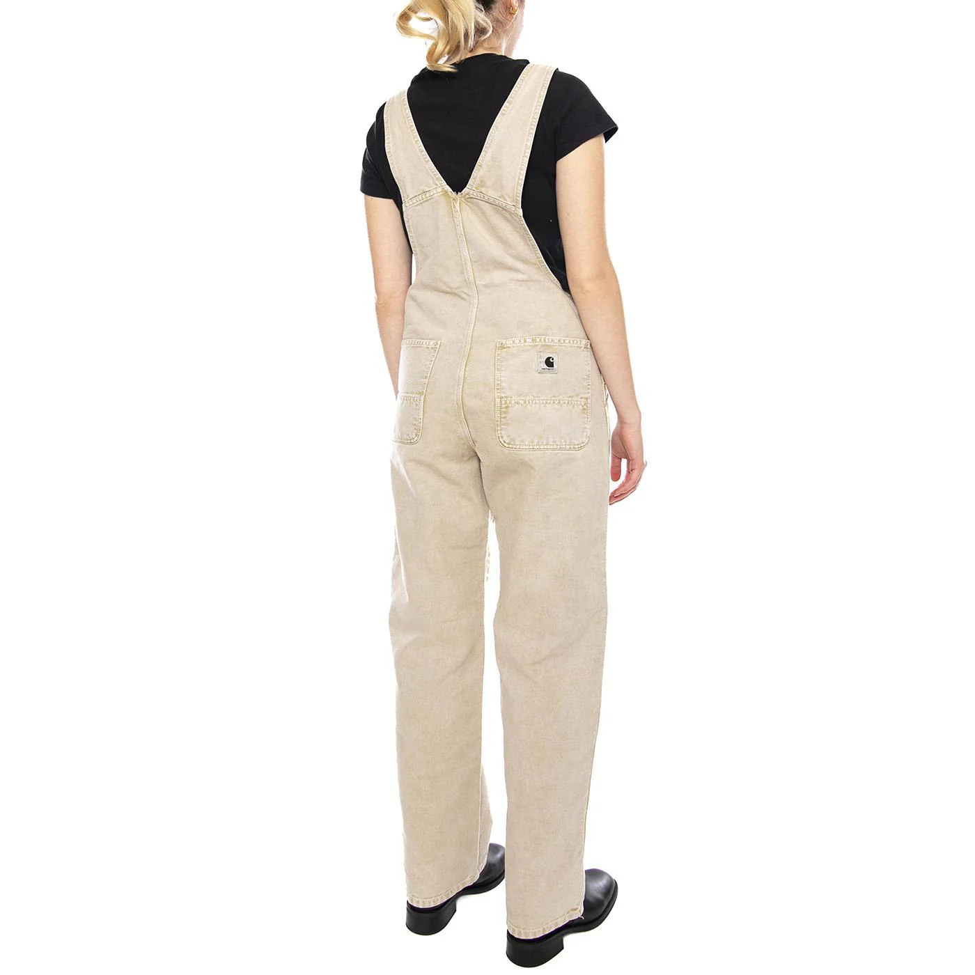 W' Bib Overall Straight - Women's Bib Overalls Beige Chalk Wash Women CARHARTT WIP - Image 3