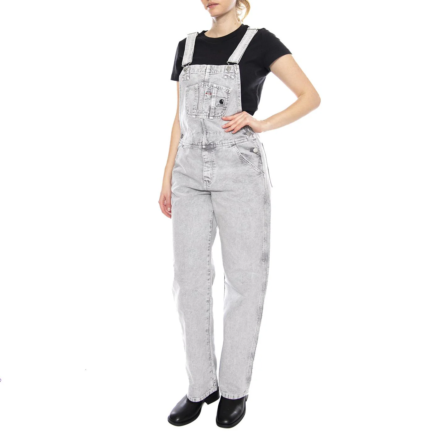 W' Bib Overall Straight - Women's Dungarees Denim Jeans Blue Black / Chalk Wash Women CARHARTT WIP