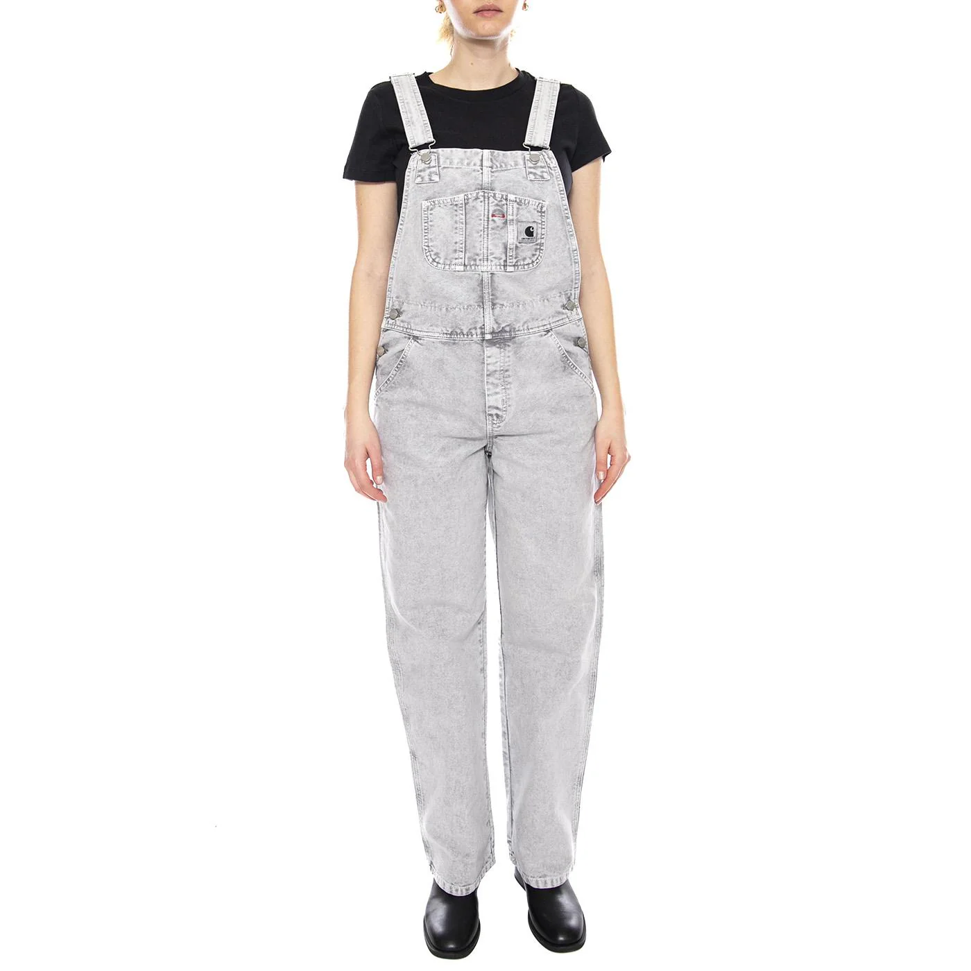 W' Bib Overall Straight - Women's Dungarees Denim Jeans Blue Black / Chalk Wash Women CARHARTT WIP - Image 2