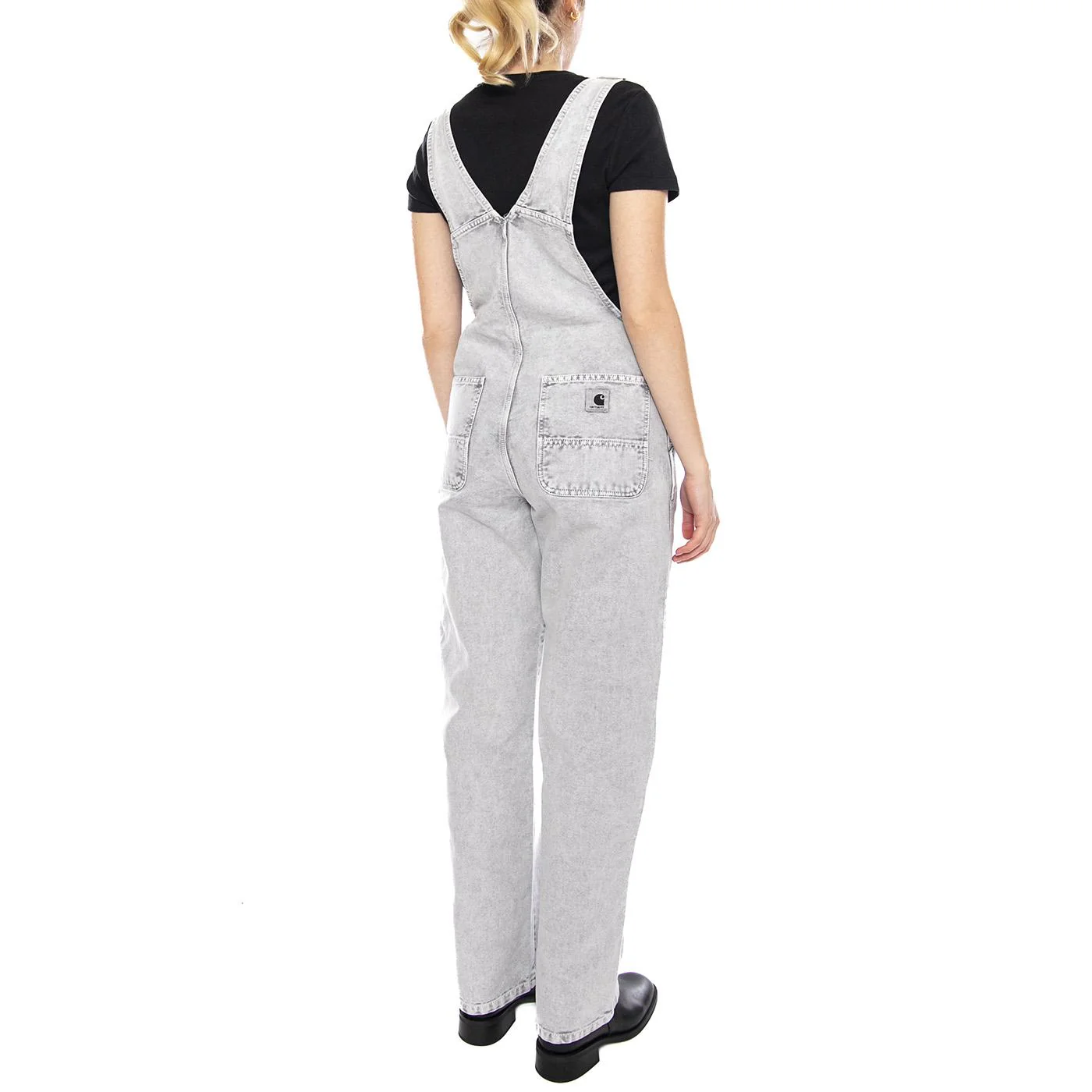 W' Bib Overall Straight - Women's Dungarees Denim Jeans Blue Black / Chalk Wash Women CARHARTT WIP - Image 3