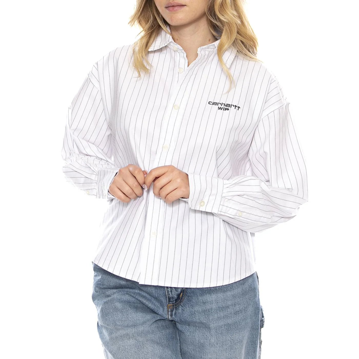 W Carhartt Cassel Shirt - Cassel Stripe White / Black - Women's Shirt CARHARTT WIP