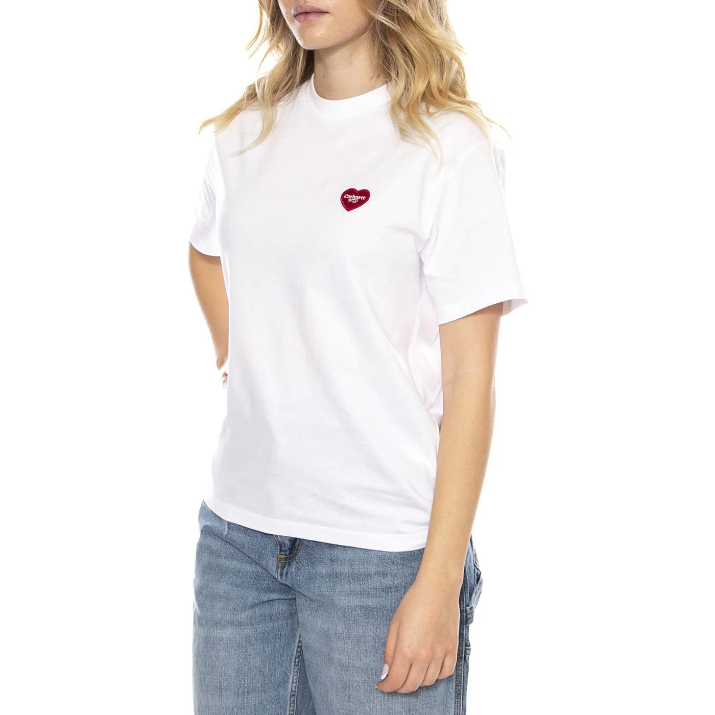 W Carhartt S/S Heart Patch T-Shirt - White - Women's T-Shirt CARHARTT WIP