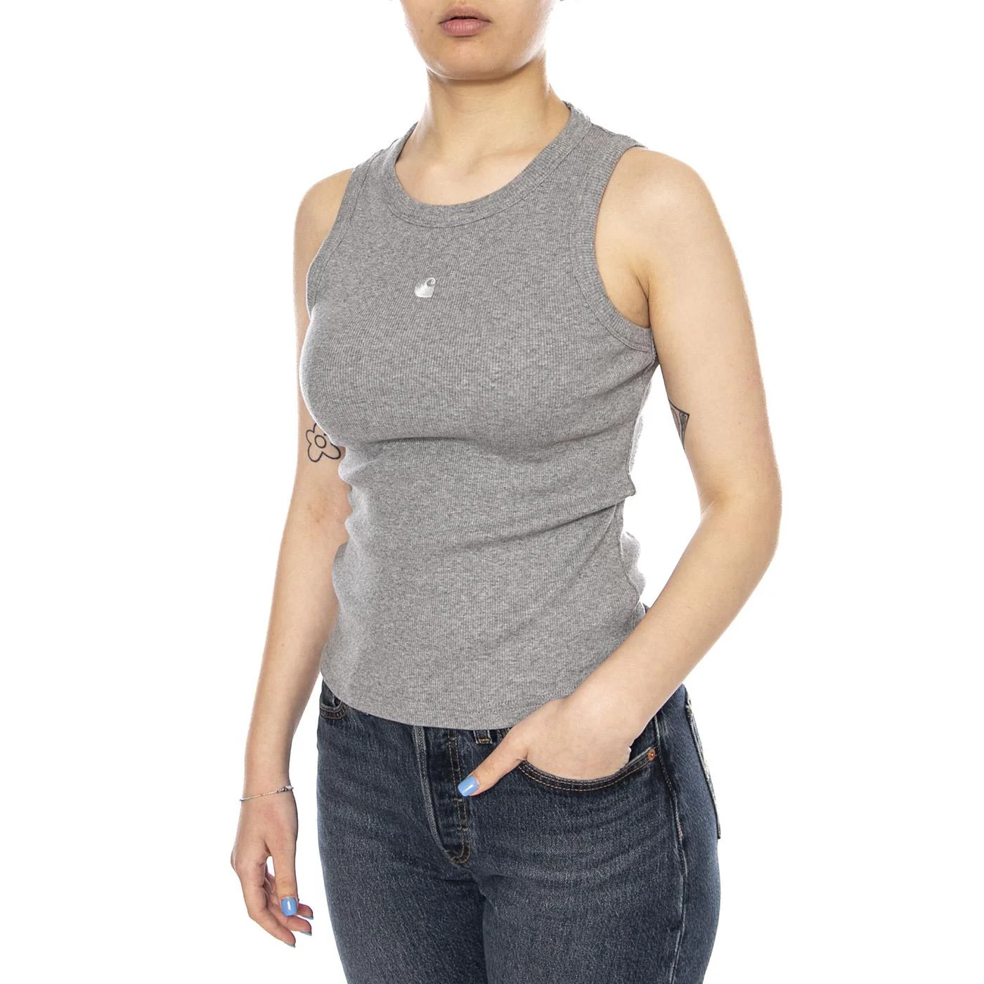 W' PHILIPS T-SHIRT GREY HEATHER - Canotta Donna Grigia Donna CARHARTT WIP