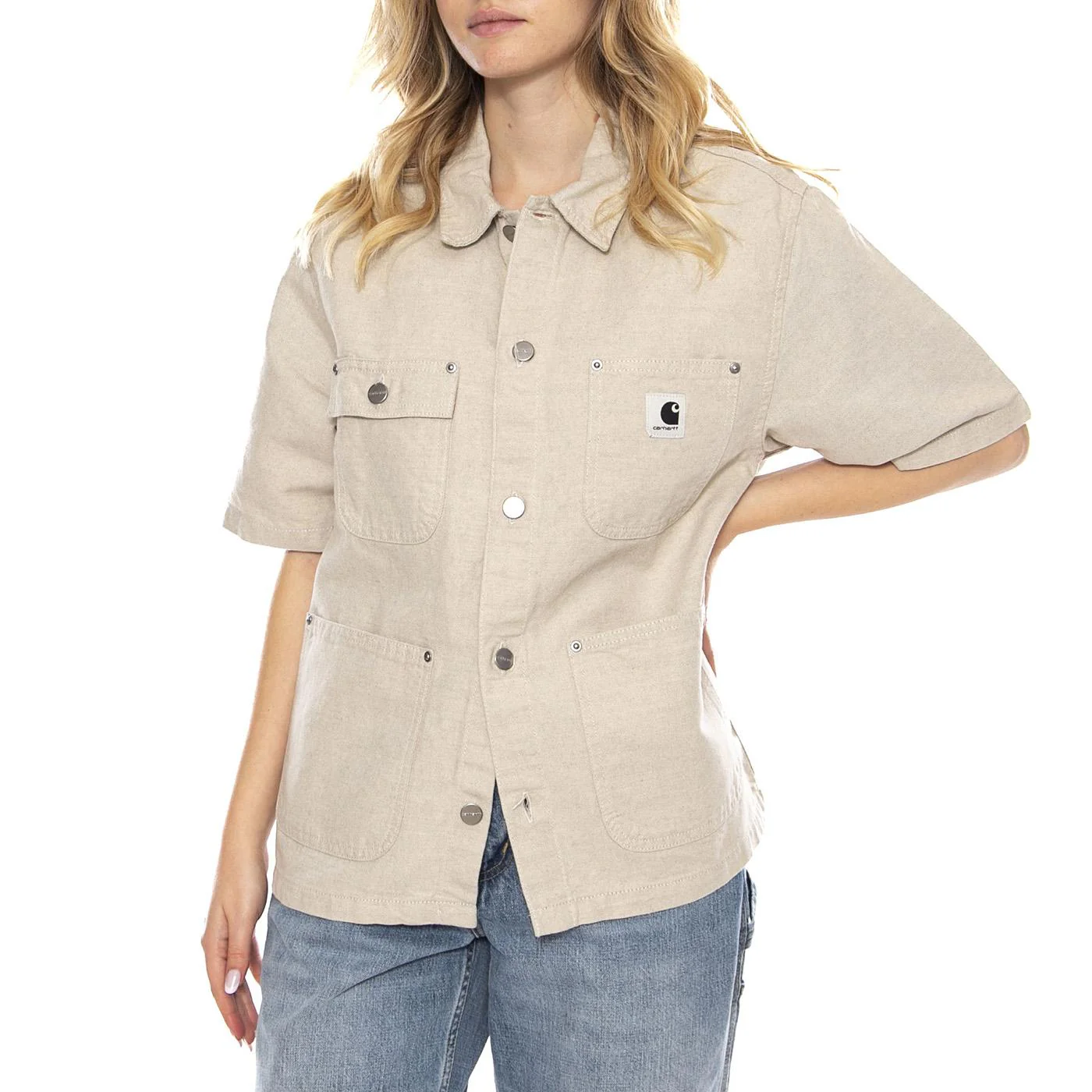 W' S/S Michigan Shirt Natural Rinsed -- Women's Beige Shirt CARHARTT WIP