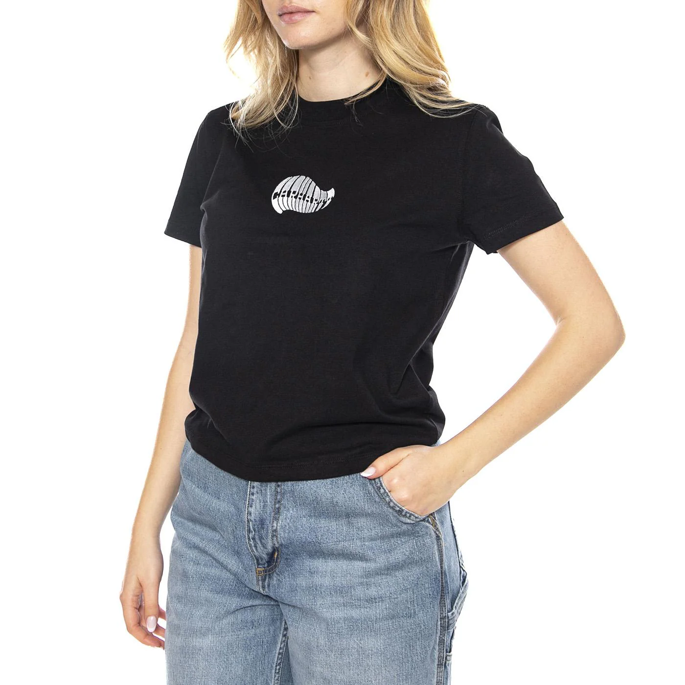 W' S/S PSSHH T-Shirt -- Women's T-Shirt Black / Blue Fog Women CARHARTT WIP
