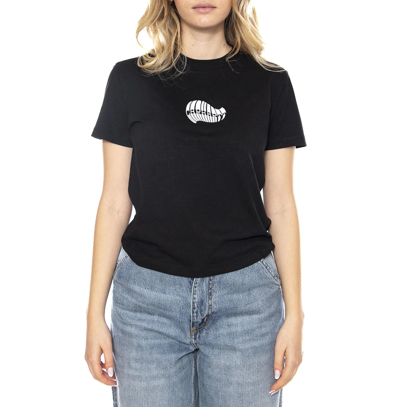 W' S/S PSSHH T-Shirt -- Women's T-Shirt Black / Blue Fog Women CARHARTT WIP - Image 2