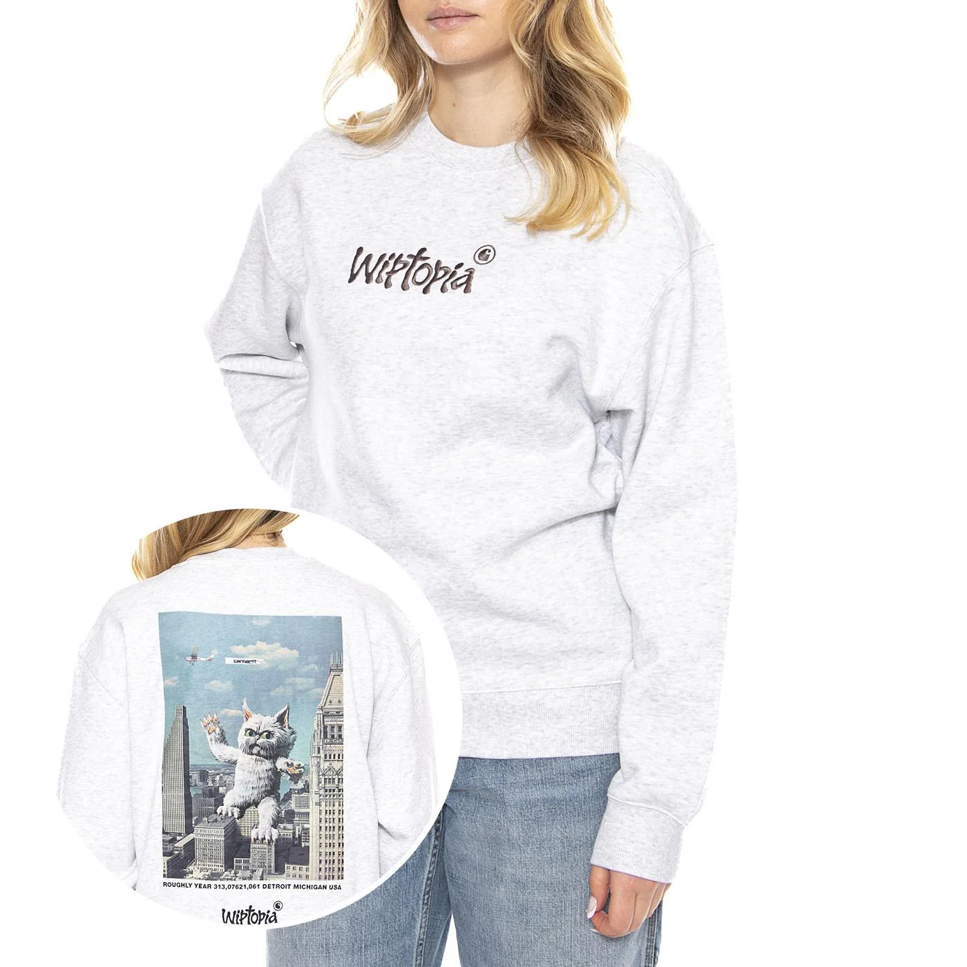 W Wiptopia Script Sweatshirt - Gray - Women's Sweatshirt CARHARTT WIP