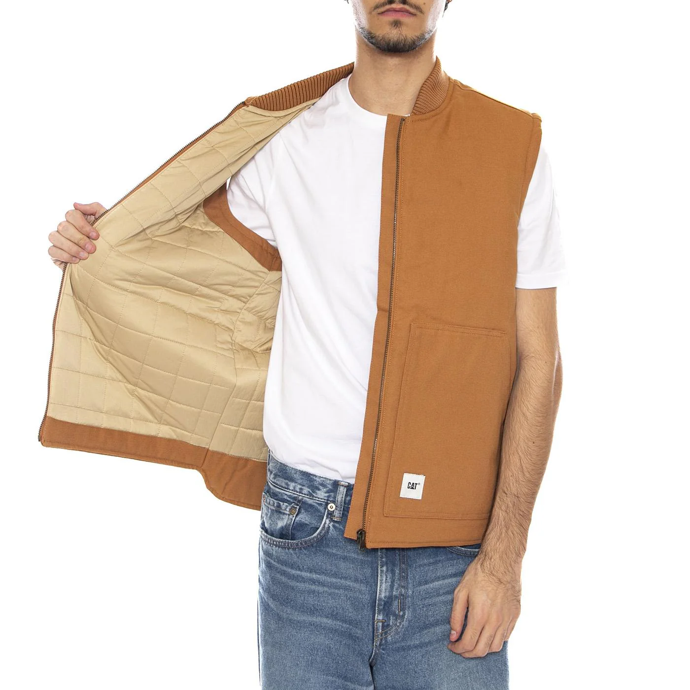 Classic Canvas Vest Duck - Men's Sleeveless Jacket Brown Men's CAT - Image 4