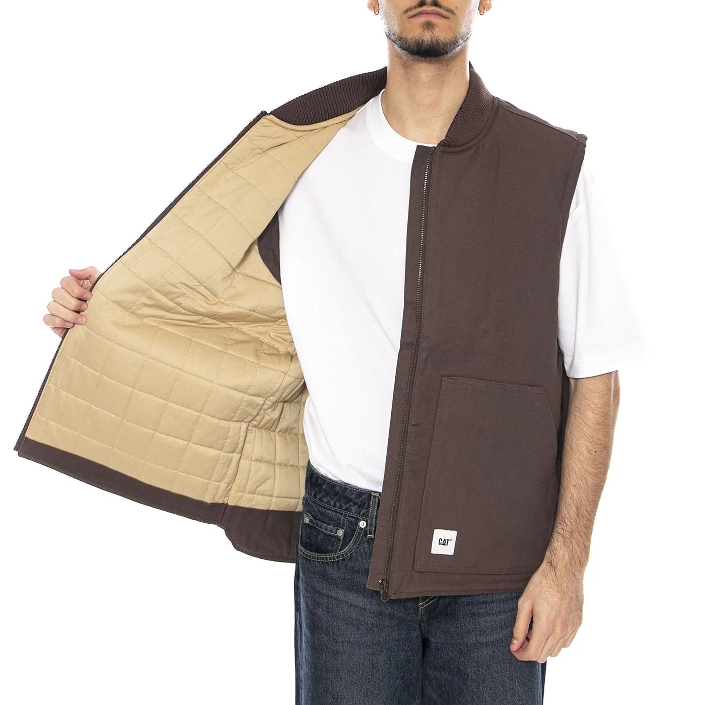 Classic Canvas Vest -- Men's Brown Gilet Men's CAT - Image 4