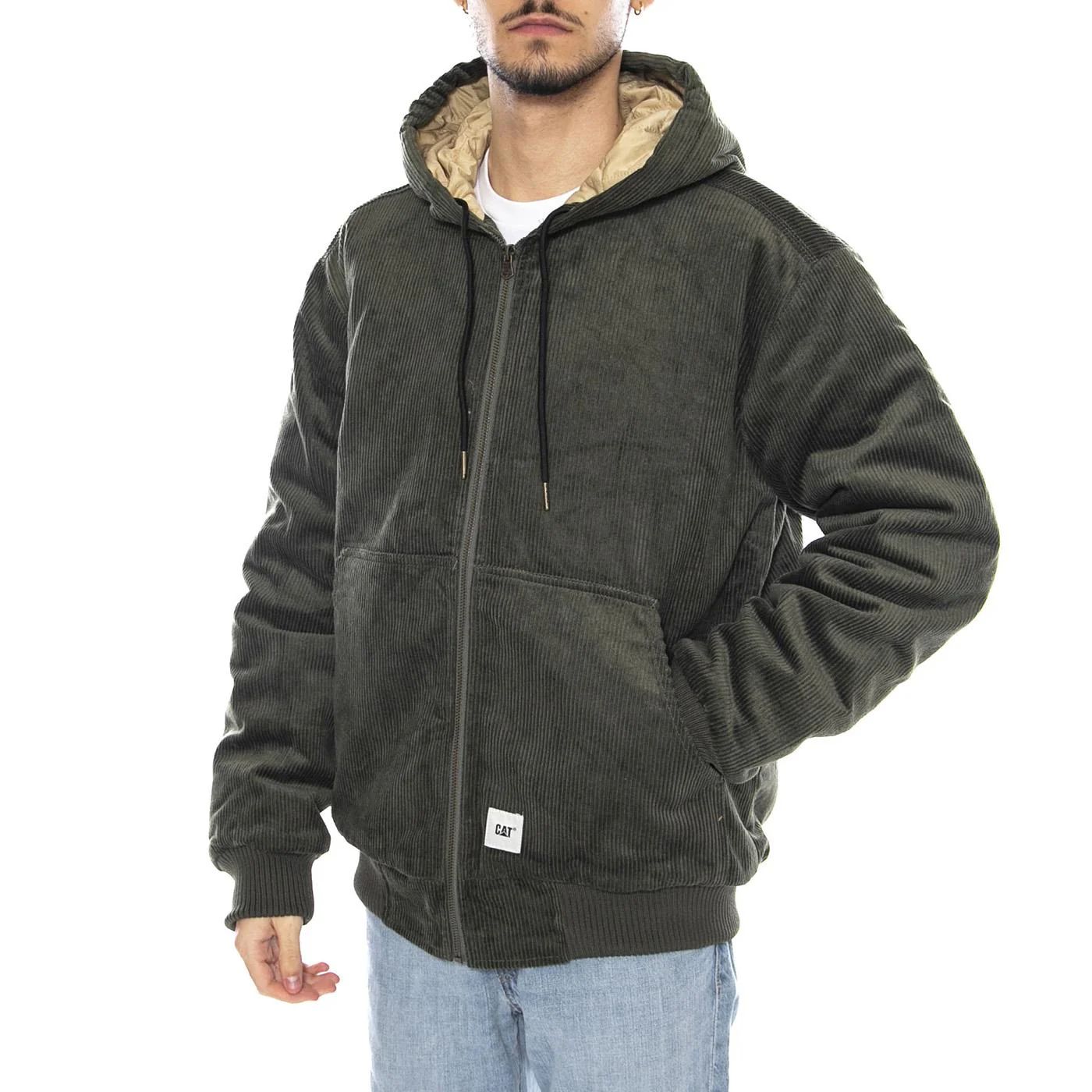 Cord Active Jacket -- Men's Beetle Green Hooded Jacket CAT Men