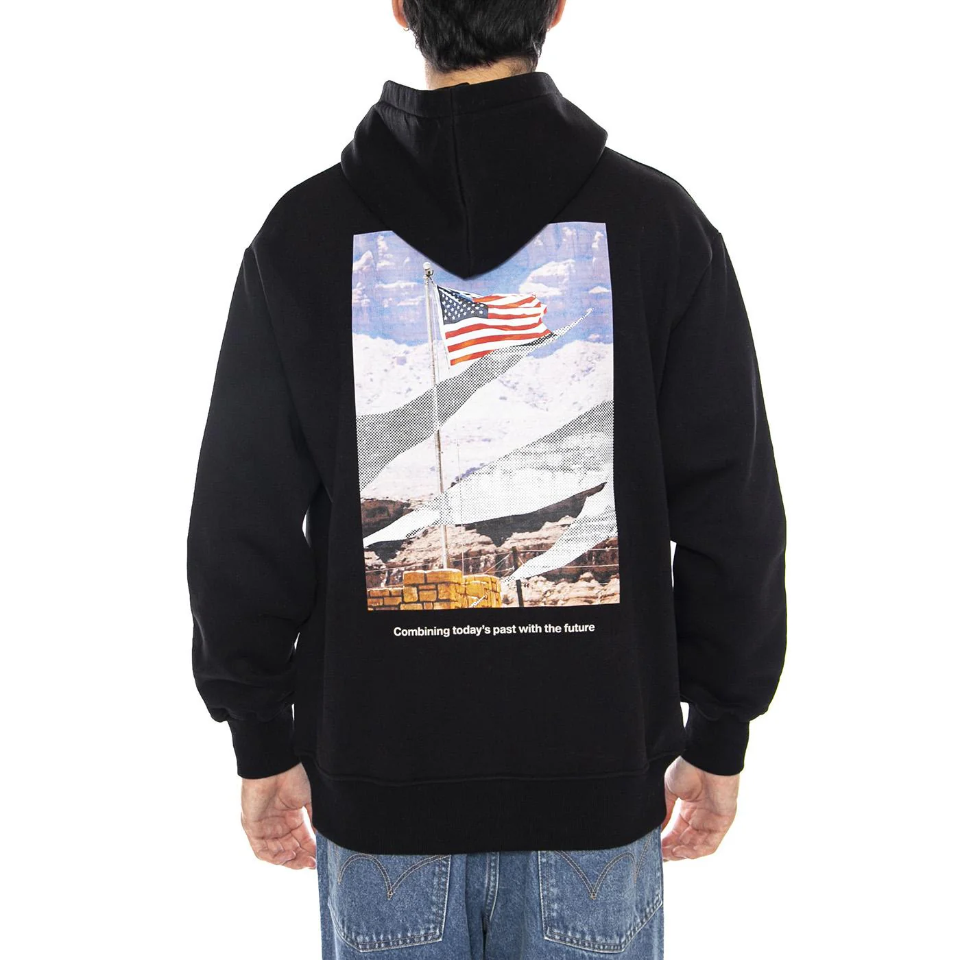 Starts And Stripes Black Hoodie - Men's Black Hoodie CAT - Image 3