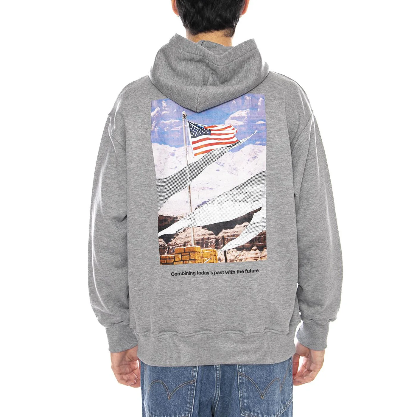 Starts And Stripes Grey Hoodie - Men's Grey Hoodie CAT - Image 3