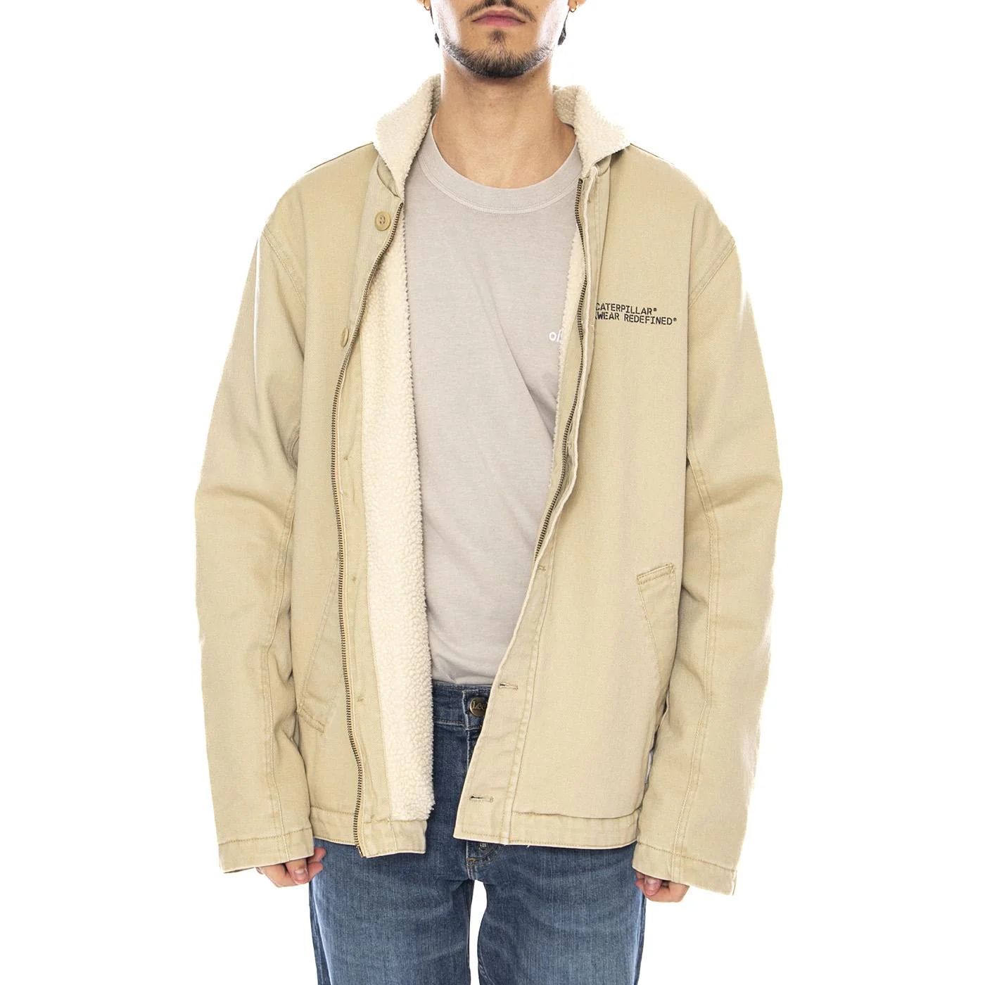 Washed Deck Jacket Cat Pale Khaki - Men's Jacket Beige Men CAT - Image 2