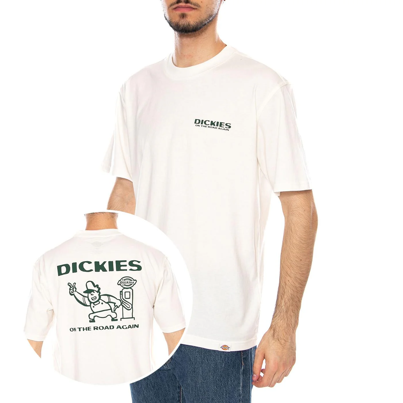 Burns Tee SS Egret - Men's Crew Neck T-Shirt White Men's DICKIES