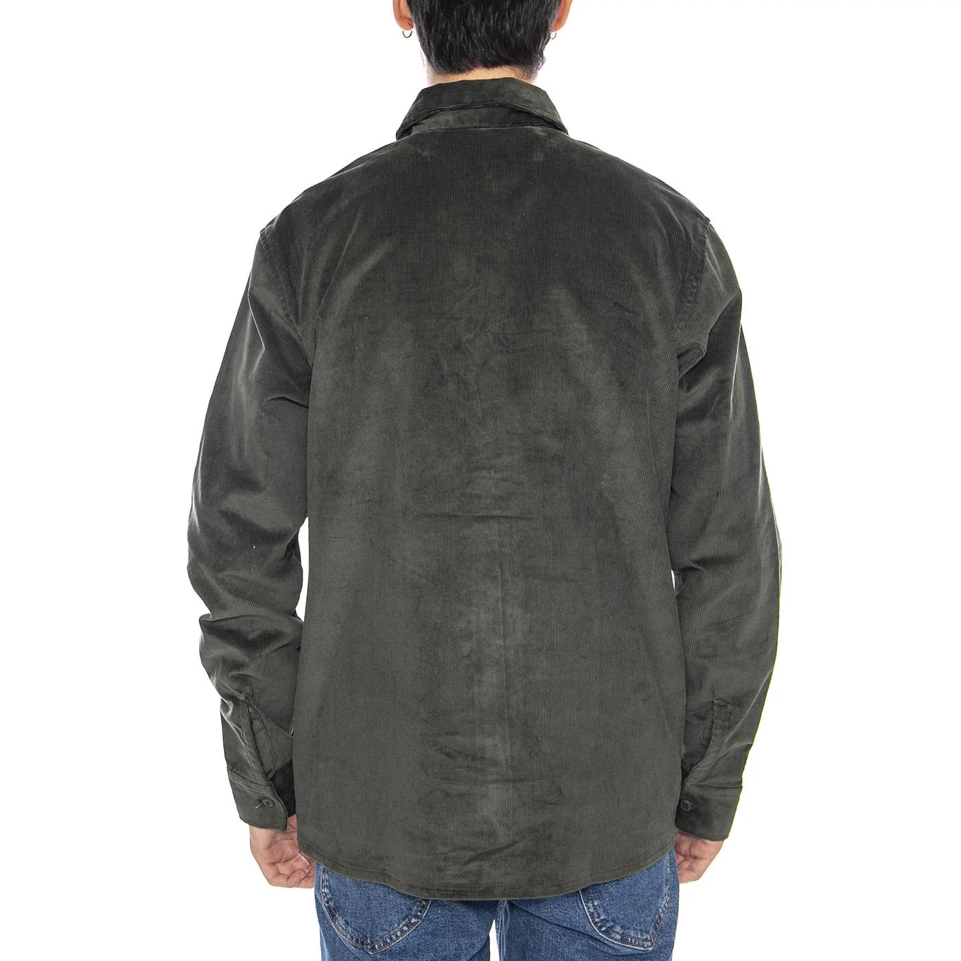 Corduroy Shirt LS Olive Green - Men's Green Velvet Shirt by DICKIES - Image 3