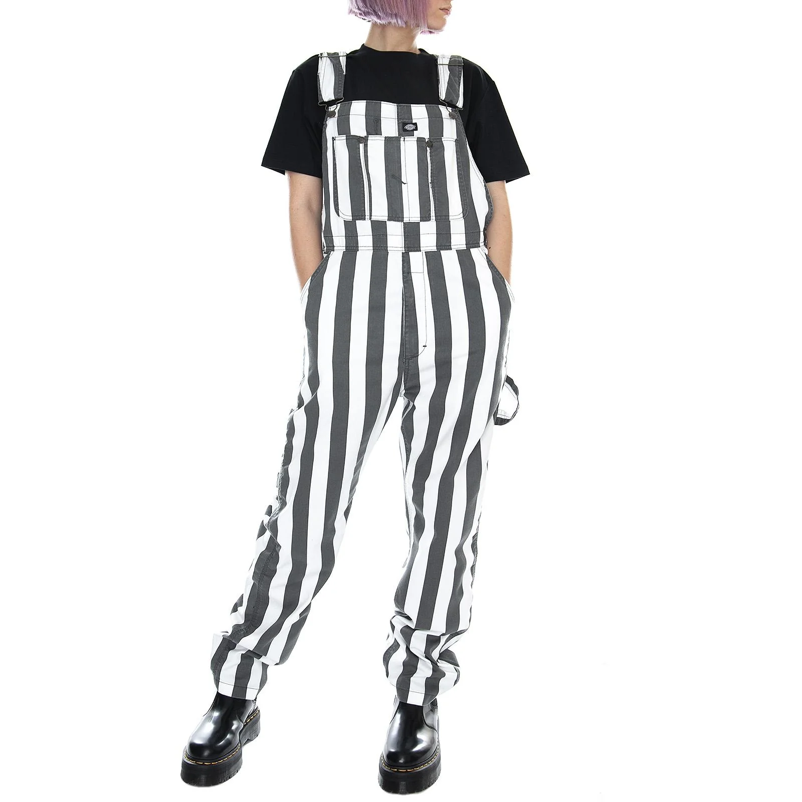 Fredonia Overall - Charcoal Grey / White - Women's Grey / White Overalls DICKIES