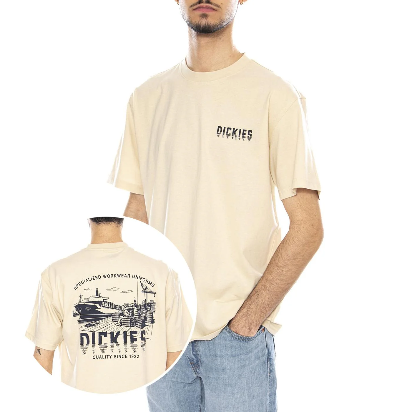 Pelham SS T-Shirt -- Men's T-Shirt Beige (Wood Ash) Men's DICKIES