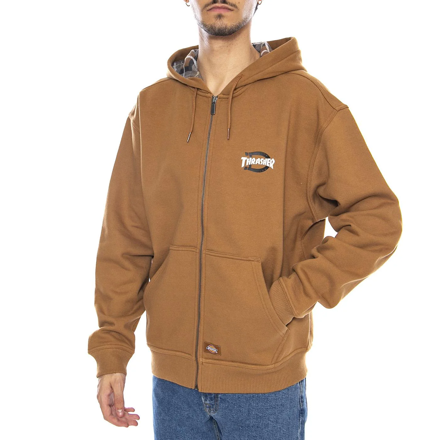 THRASHER x DICKIES Zip Through Brown Duck - Men's Hoodie Brown Men's DICKIES