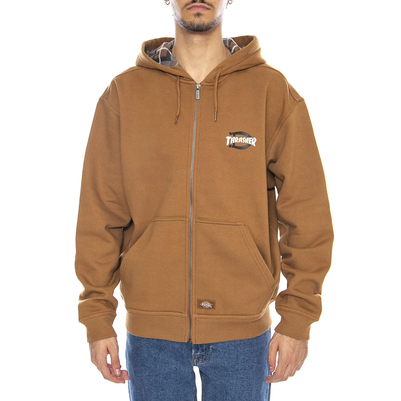 THRASHER x DICKIES Zip Through Brown Duck - Men's Hoodie Brown Men's DICKIES - Image 2