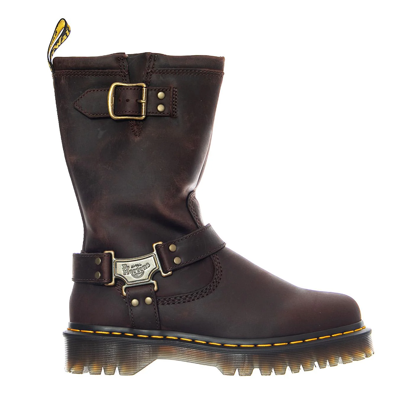 Anistone Hi - Dark Brown / Burnished Waxy Pull Up WP - Women's Brown Boots DR.MARTENS