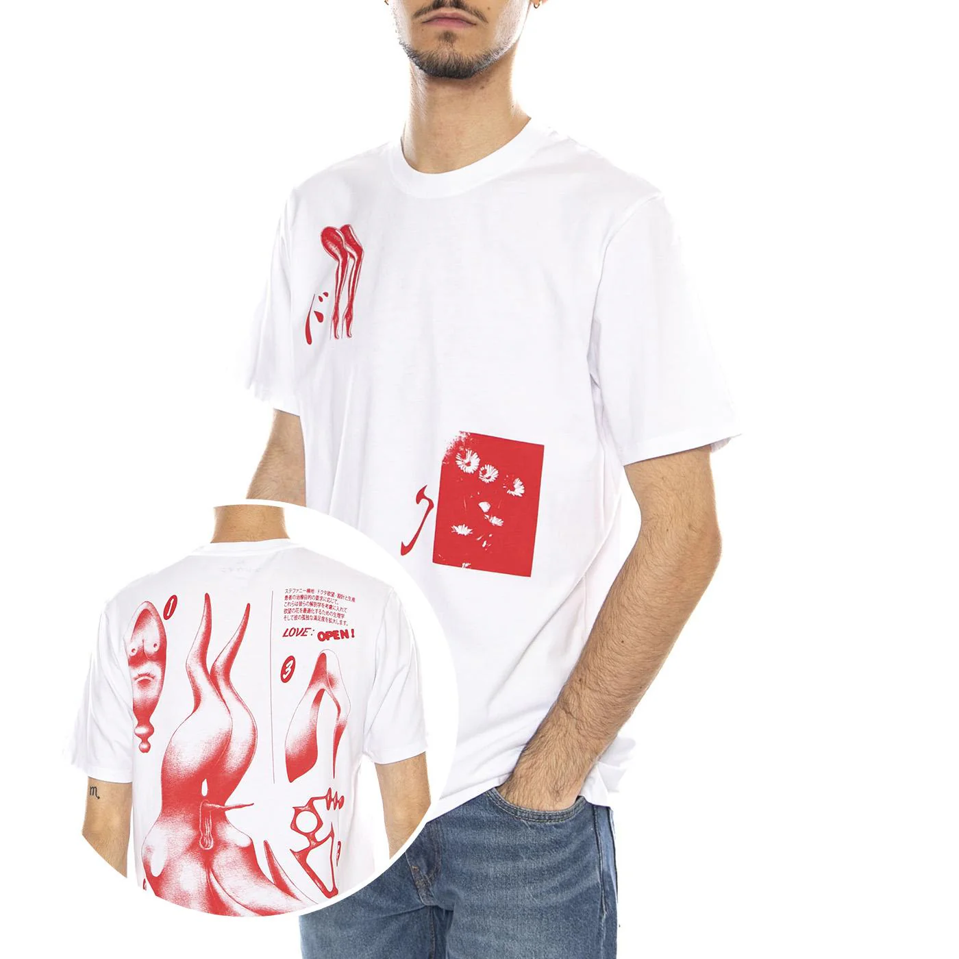 Dokuta Desire TS White -- Men's Crew Neck T-Shirt White Men EDWIN