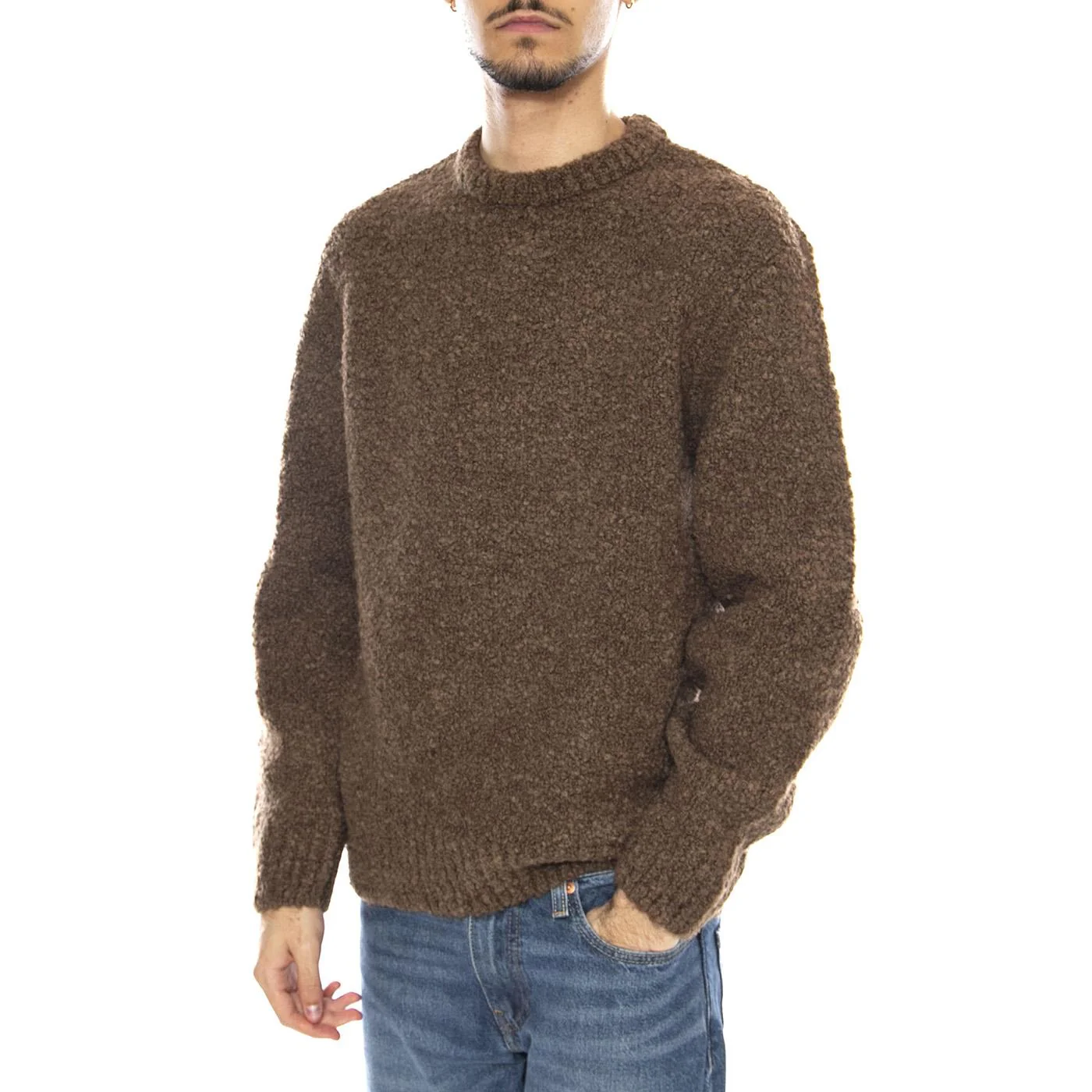 Dun Textured Sweater Taupe -- Men's Brown Sweater EDWIN