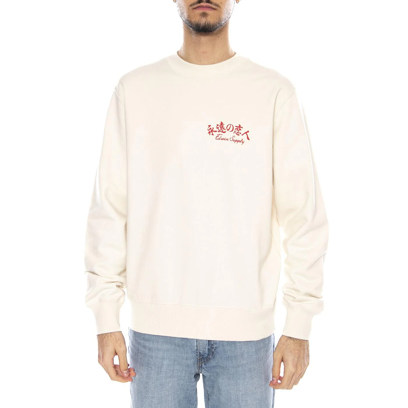 Forever Lover Sweat -- Men's Crewneck Sweatshirt White Men EDWIN - Image 2