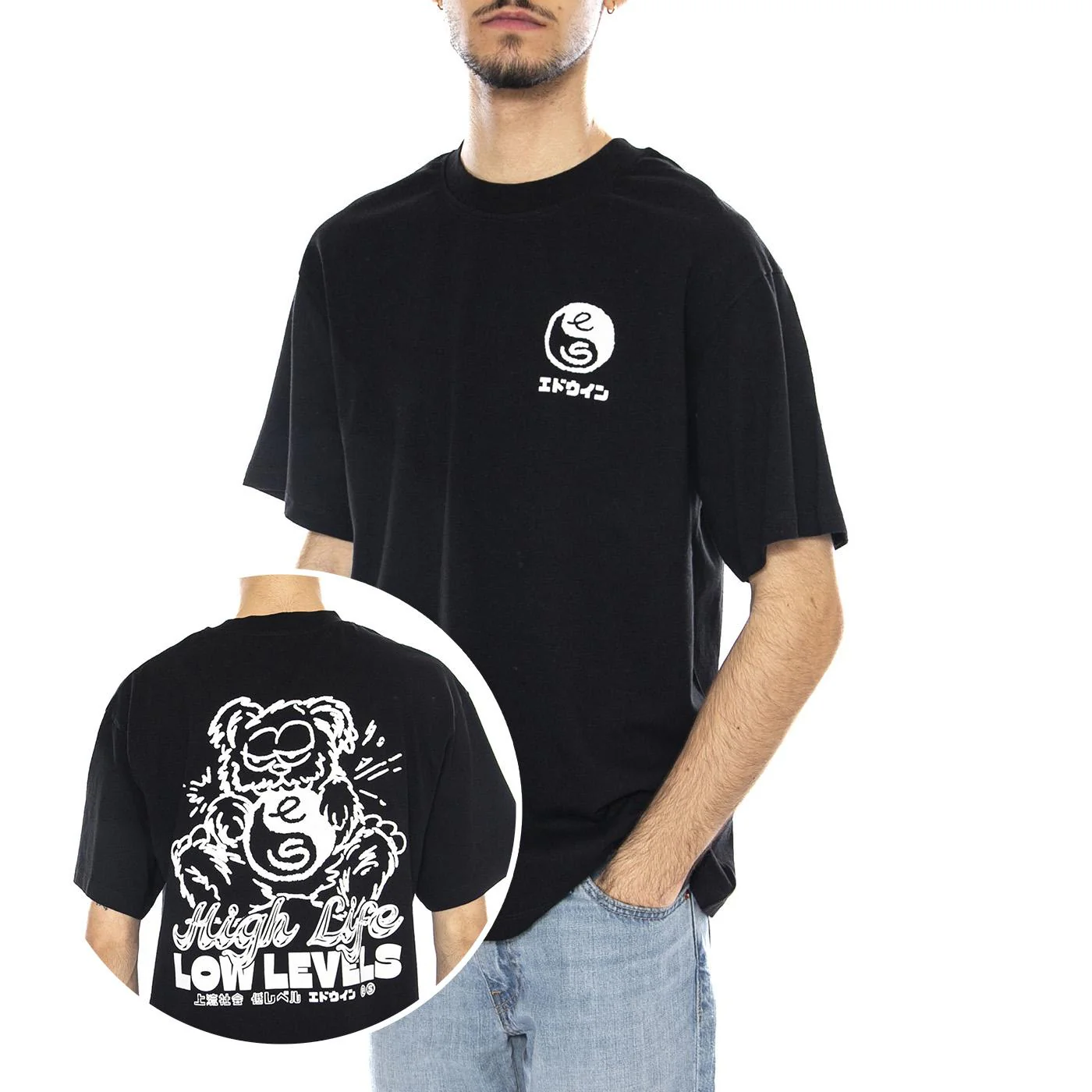 High Bear TS -- Men's Black Crew Neck T-Shirt EDWIN