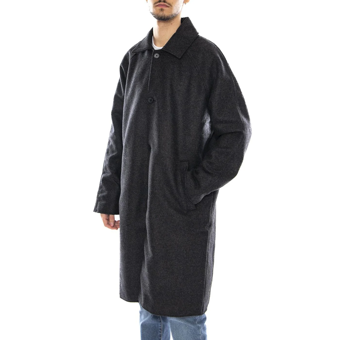 Mac Wool Coat -- Dark Grey Marl Men's Coat EDWIN