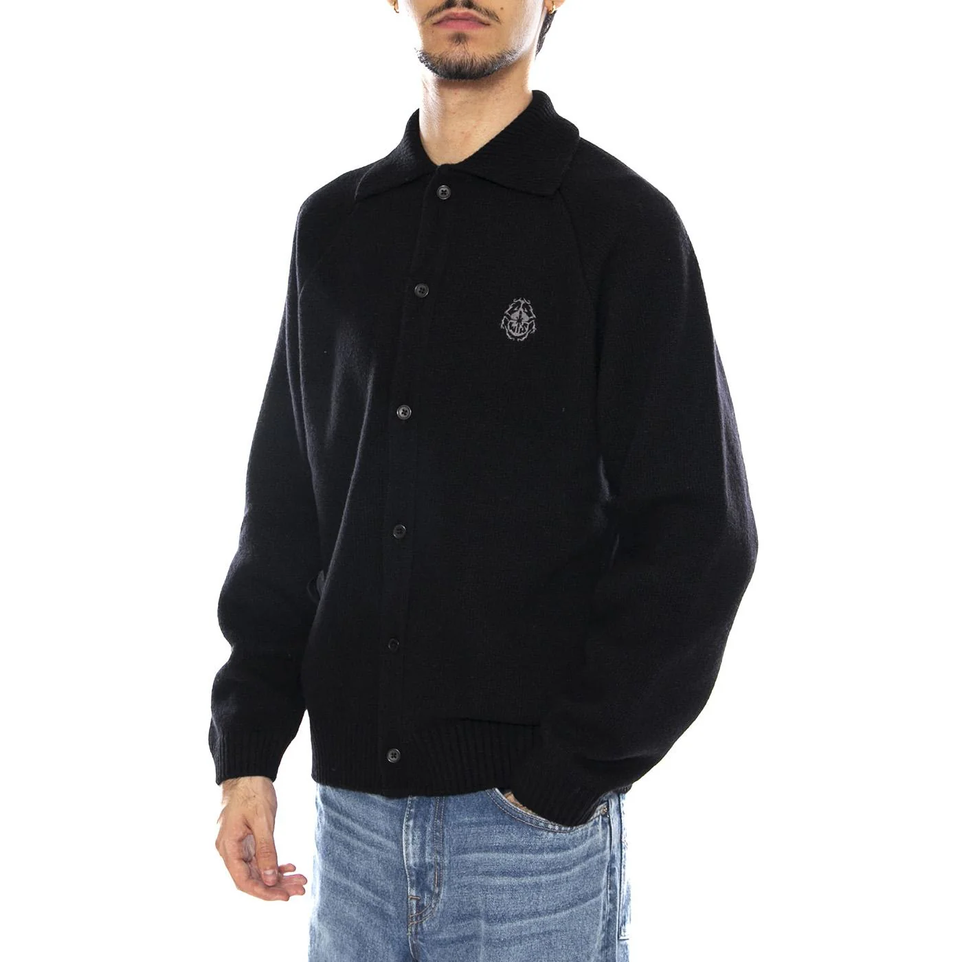 Mars Polo Cardigan Black - EDWIN Men's Black Cardigan