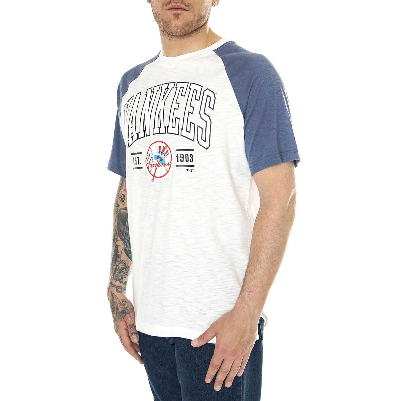 New York Yankees Fanatics Heritage Biblend SS Tee white/navy