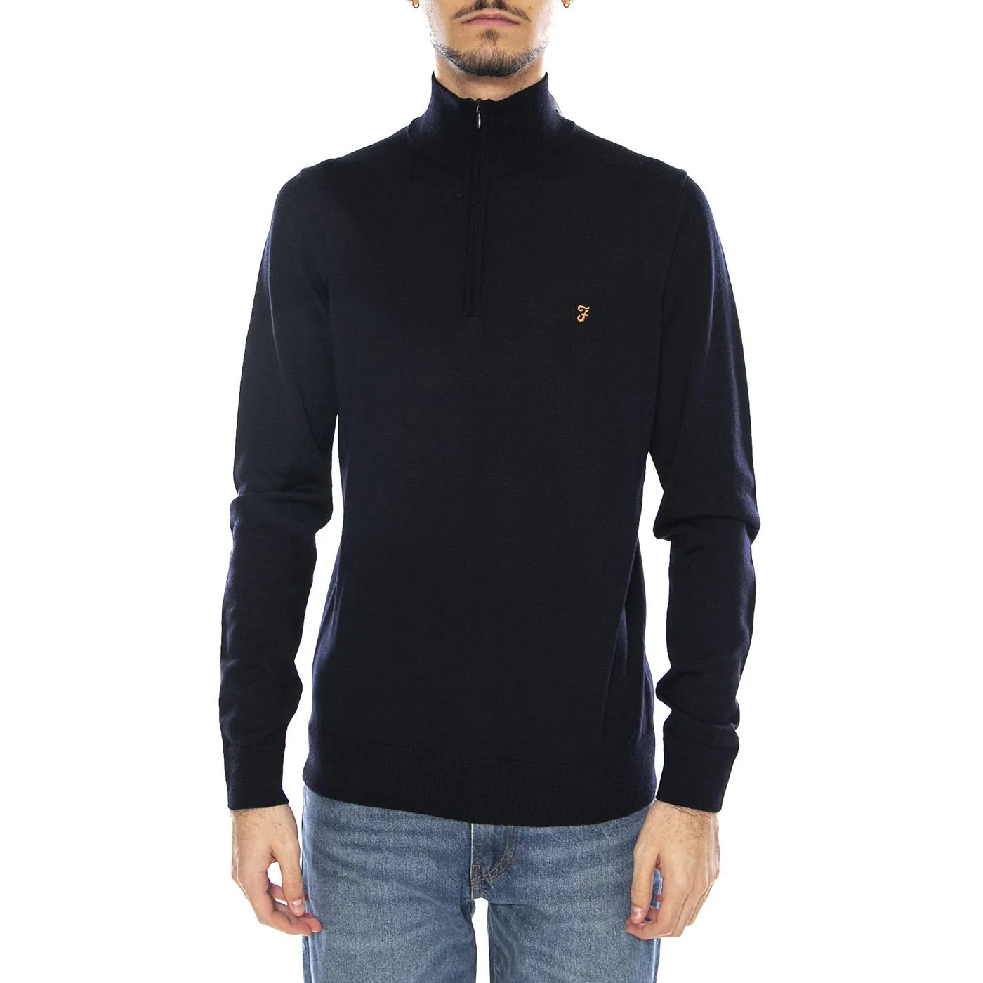 Redchurch Merino Wool -- Men's Turtleneck Sweater True Navy Blue Men's FARAH - Image 2