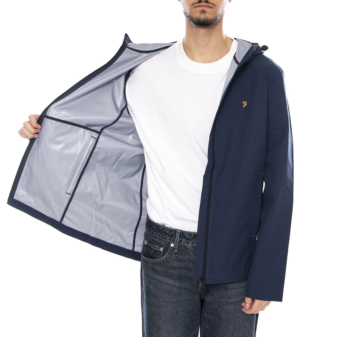 Rhodes Hooded Jacket - Yale Blue Men's Jacket with Hood FARAH Men's - Image 4