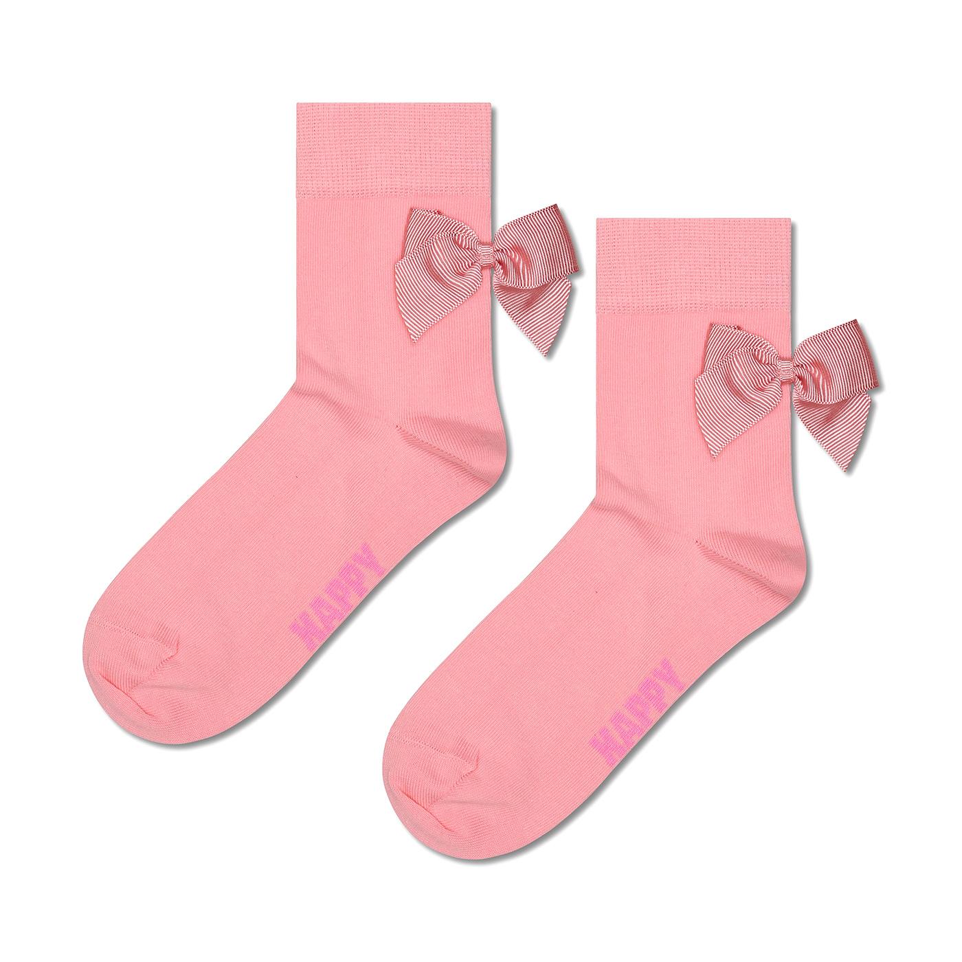 Bow 1/2 Crew Socks - Pink Unisex Socks HAPPY SOCKS