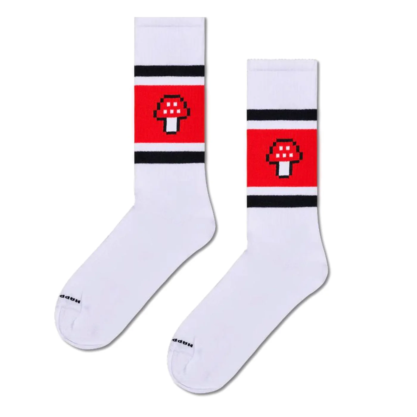 Mushroom Stripe Sneaker Sock - White Unisex Socks HAPPY SOCKS
